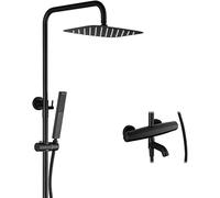 Wmmner Shower System,Tatic Black Brass Three Functions Shower Set Bathtub Diverter Mixer Tap With Height Is Adjustable Spray Head And Tub Taps, Shower Set,A/a/B