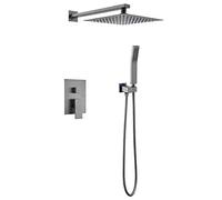 Wmmner Shower System, Wall Mounted Shower Faucet Set 2 In 1 Handheld And Rain Shower Head For Bathroom, Stainless Steel High Pressure Shower Head Hand Held Spray Shower/Gris/10 Pulgadas