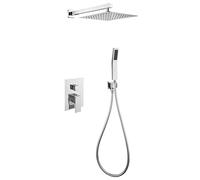 Wmmner Shower System, Wall Mounted Shower Faucet Set 2 In 1 Handheld And Rain Shower Head For Bathroom, Stainless Steel High Pressure Shower Head Hand Held Spray Shower/Silver/10 Pulgadas