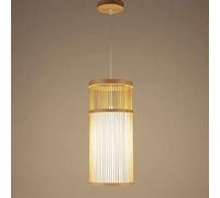 Wmmner Single Head Chinese Zen Chandelier, Cylindrical Bamboo Weaving Suspension Light Fashion Simple Energy Saving Led Ceiling Lamp Creative Teahouse Dining Room Art Illumination E27 Light/a/13,5 cm