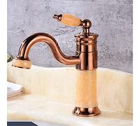 Wmmner Sink Faucets, Water-Tap Copper Ancient Jade Edge Short Bathroom Faucet Kitchen Faucet Tap Pot Cold Water Mixer Single Handle/Jet Black/Topacio de Oro Rosa/a