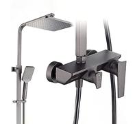 Wmmner Sistema de Ducha de Lluvia con Grifo de Ducha de Caño de Bañera Juego Combinado de Ducha Montado en la Pared Juego de Ducha de Lluvia Gris con 3 Modos de Manoducha, Decoración de Cabezal de Duc