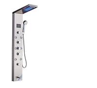 Wmmner Sistema de Ducha, Luz Led, Panel de Ducha, Cascada, Ducha de Lluvia, Juego de Grifo, Spa, Masaje, Jet, Baño, Columna de Ducha, Mezclador de Ducha, Torre de Grifo, Níquel Cepillado 9001 Ulz 0003