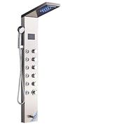Wmmner Sistema de Ducha Panel de Ducha de Luz Ledjuego de Grifos de Ducha de Lluvia de Cascada, Masaje de Hidromasaje, Bañera, Columna de Ducha, Torre de Grifo Mezclador de Ducha, Níquel Cepillado 900