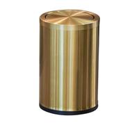 Wmmner Small 2-4 Gallon Steel Trash Can With Flipping Lid - Metal Wastebasket For Bathroom, Kitchen, Bedroom, Garage, Laundry Room, Playroom - Gold 9L Garbage Bin/18L/Oro