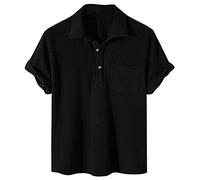 Wmmner Spandex Shirt Men Short Sleeve Shirt For Men Lightweight Short Sleeve Shirts Tops Workout Athletic T-Shirts Relaxed Fit Solid Color Button Lapel V Neck Tees Tops Casual Down Fashionable Clothes