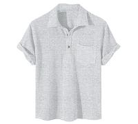 Wmmner Spandex Shirt Men Short Sleeve Shirt For Men Lightweight Short Sleeve Shirts Tops Workout Athletic T-Shirts Relaxed Fit Solid Color Button Lapel V Neck Tees Tops Casual Down Fashionable Clothes