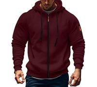 Wmmner Sudadera con Capucha con Cremallera, Cuerda, Músculo Delgado, Elegante, Moderno, de Moda, Delicado, Suéter Que Sale Dasudaderas con Cremallera Completa Ily, Abrigo Casual de Manga Larga/Rojo/Xx