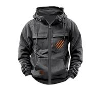 Wmmner Sudadera con Capucha con Cremallera, Gráfico Genial, Múltiples Bolsillos, Moda Suelta de Otoño, Sudadera con Capucha Militar de Carga, Sudadera con Cordón, Cremallera Completa, Ropa Casual de E