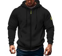 Wmmner Sudadera con Capucha con Cremallera para Hombre Muscle Slim Draw Stcasual Down Workout Manga Larga Diseño de Moda Sudadera con Capucha con Bolsillos con Cremallera/Negro/Xxl