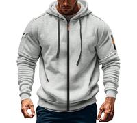Wmmner Sudadera con Capucha con Cremallera para Hombre Muscle Slim Draw Stcasual Down Workout Manga Larga Diseño de Moda Sudadera con Capucha con Bolsillos con Cremallera/Ceniza Ligera/S