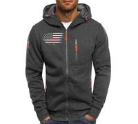 Wmmner Sudadera con Capucha con Cremallera para Hombre Slim Fit Cool Graphic Cómodo Bolsillo en el Pecho Draw Stcontraste Zipper Sudaderas de Invierno Manga Larga Entrenamiento Gimnasio Ropa Al Aire L