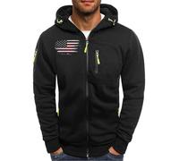 Wmmner Sudadera con Capucha con Cremallera para Hombre Slim Fit Cool Graphic Cómodo Bolsillo en el Pecho Draw Stcontraste Zipper Sudaderas de Invierno Manga Larga Entrenamiento Gimnasio Ropa Al Aire L