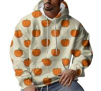 Wmmner Sudadera con Capucha para Halloween para Hombre con Estampado de Cara de Calabaza Sudadera Espeluznante con Bolsillo Sudadera de Manga Larga con Capucha/Beige/Xxl