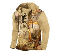 Wmmner Sudadera con Capucha para Hombre a Rayas Bloqueo de Color, Patrón de Diseño Frontal con Cordones, Cordón Muscular Delgado Retro de Manga Larga, Sudaderacamisas Casual Moda Otoño Look Moderno/Be