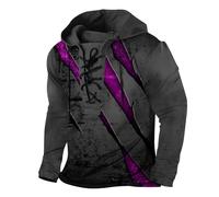 Wmmner Sudadera con Capucha para Hombre a Rayas Bloqueo de Color, Patrón de Diseño Frontal con Cordones, Cordón Muscular Delgado Retro de Manga Larga, Sudaderacamisas Casual Moda Otoño Look Moderno/Pú