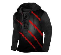Wmmner Sudadera con Capucha para Hombre a Rayas Bloqueo de Color, Patrón de Diseño Frontal con Cordones, Cordón Muscular Delgado Retro de Manga Larga, Sudaderacamisas Casual Moda Otoño Look Moderno/Ro