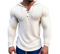 Wmmner Sudadera con Capucha para Hombre con Botones, Cuello en V, Básico, de Color Sólido, Muscular, Delgado, Ligero, Cómodo, de Moda, Sudaderas de Manga Larga, Ropa Deportiva Activa de Otoño E Invier