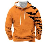 Wmmner Sudadera con Capucha para Hombre con Estampado 3D de Cara de Calabaza Sudadera con Capucha Y Bolsillos, Manga Larga, Botones Y Capucha/Naranja/S