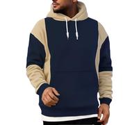 Wmmner Sudadera con Capucha para Hombreslim Fit Color Blocking Classic Draw Stpocket Estilo Moderno Sudadera de Moda Ropa Deportiva de Moda Comodidad Moda Ropa Tops Jersey/Marina/L