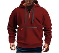 Wmmner Sudadera con Cremallera Clásica de Color Sólido Bolsillo con Cordón Diseño Moderno Ajuste Regular Cuello con Cremallera Manga Larga Sudaderas Ligeras para Correr Ropa Deportiva Casual/Vino/Tall