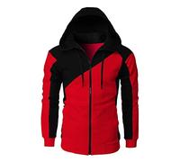 Wmmner Sudadera con Cremallera Completa para Hombre, Bloque de Color en Contraste, Bolsillos Clásicos con Cordón, Sudaderas con Capucha Atléticas, Entrenamiento, Gimnasiochaqueta de Manga Larga de Mod