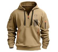Wmmner Sudadera con Cremallera Fashionable Graphic Loose Fit Basic Contrast Zipper Delicate Leisure Gym Workout Active Long Sleeve Lightweight Casual Hooded Sweatshirts/Caqui/3Xl