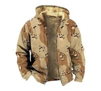 Wmmner Sudadera con Cremallera para Hombre, Camuflaje Gráfico de Moda, Bolsillos de Cuerda, Ajuste Regular, Sudadera Térmica Cómoda, Moderna, Casual, Cómoda, Otoño, Al Aire Libre, Manga Larga/Oro/Tall