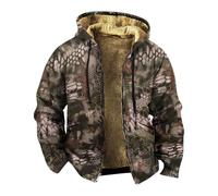 Wmmner Sudadera con Cremallera para Hombre, Camuflaje Gráfico de Moda, Bolsillos de Cuerda, Ajuste Regular, Sudadera Térmica Cómoda, Moderna, Casual, Cómoda, Otoño, Al Aire Libre, Manga Larga/Beige/L