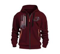 Wmmner Sudadera con Cremallera para Hombre, Elegante, Estampado de Moda, en Contraste, Bolsillos con Cremallera, Cordón, Sudadera con Capucha Delicada Básica, Otoño E Invierno, Casual Al Aire Libre, C