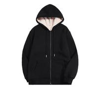 Wmmner Sudadera con Cremallera para Hombre Heavyweight Thermal Oversized, Solid Color Delicate Draw Stpocket Sudaderas de Manga Larga Ropa Deportiva Activa de Otoño E Invierno/Negro/L