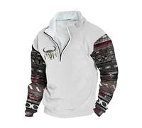 Wmmner Sudadera de Hombre Top con Cremallera de un Cuarto Blusa con Forro Polar Jersey Retro Estampado Patchwork Suéter Otoño-Invierno Blusa Térmica Sudadera de Manga Larga con Cuello Alto Suéter Info
