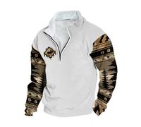 Wmmner Sudadera para Hombre Vintage Impreso Top Forrado de Lana Pulóver Térmico Blusa Otoño-Invierno Sudadera Cuarto de Cremallera Jerséis de Manga Larga Patchwork Oversized Blusas Ropa de Estar por C