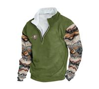Wmmner Sudadera para Hombre Vintage Impreso Top Forrado de Lana Pulóver Térmico Blusa Otoño-Invierno Sudadera Cuarto de Cremallera Jerséis de Manga Larga Patchwork Oversized Blusas Ropa de Estar por C