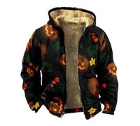 Wmmner Sudaderas con Capucha de Halloween para Hombre con Cara de Calabaza, Cremallera Completa, Espeluznantes, Manga Larga Y Bolsillo/Gris/Xl