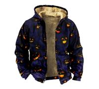 Wmmner Sudaderas con Capucha de Halloween para Hombre con Cara de Calabaza, Cremallera Completa, Espeluznantes, Manga Larga Y Bolsillo/Morado3/Xxl