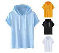 Wmmner Sudaderas con Capucha de Manga Corta para Hombre Camisetas de Verano Ajustadas con Capucha Y Cordón Camisetas Deportivas Informales Blusas/Sudadera con Capucha Y Camiseta Negra para Hombre/3Xl