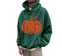 Wmmner Sudaderas con Capucha para Halloween para Hombre Sudadera Jack O' Lantern Camisa con Estampado de Calabaza con Capucha Y Bolsillo Jerséis de Manga Larga con Capucha/Verde/S