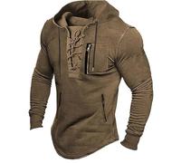 Wmmner Sudaderas con Capucha para Hombre Jersey Clásico Color Sólido Slim Fit Diseño Frontal con Cordones Gótico Cómodas Sudaderas de Manga Larga Moda Casual Otoño Invierno Look Moderno/Marrón/3Xl
