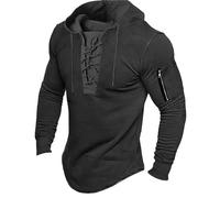 Wmmner Sudaderas con Capucha para Hombre Jersey Clásico Color Sólido Slim Fit Diseño Frontal con Cordones Gótico Cómodas Sudaderas de Manga Larga Moda Casual Otoño Invierno Look Moderno/Negro/Talla Xl