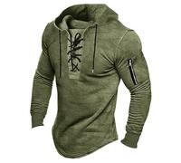 Wmmner Sudaderas con Capucha para Hombre Jersey Clásico Color Sólido Slim Fit Diseño Frontal con Cordones Gótico Cómodas Sudaderas de Manga Larga Moda Casual Otoño Invierno Look Moderno/Verde/Talla Xl
