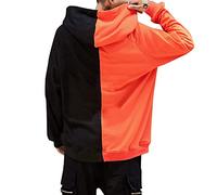 Wmmner Sudaderas con Capucha para Hombrecamisa con Capucha de Moda Casual Sudadera con Capucha de Vacaciones de Manga Larga para Hombre Jersey Estampado de Bloques de Color de Talla/Naranja/4Xl