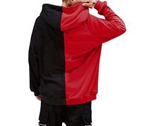 Wmmner Sudaderas con Capucha para Hombrecamisa con Capucha de Moda Casual Sudadera con Capucha de Vacaciones de Manga Larga para Hombre Jersey Estampado de Bloques de Color de Talla/Rojo Negro/M