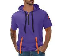 Wmmner Sudaderas con Cremallera 1/4 para Hombres Camisa de Moda Casual Al Aire Libre Manga Corta con Bolsillo con Cremallera Tops de Otoño de Moda para Hombre Tops con Capucha Sólidos para Hombre/Púrp