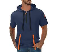 Wmmner Sudaderas con Cremallera 1/4 para Hombres Camisa de Moda Casual Al Aire Libre Manga Corta con Bolsillo con Cremallera Tops de Otoño de Moda para Hombre Tops con Capucha Sólidos para Hombre/Mari