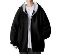 Wmmner Sudaderas con Cremallera para Hombres, Corte Holgado, Elegante, Capucha en Contraste, de Gran Tamaño, Bolsillo Y Alto, Estilo Moderno, Sudaderas con Capucha, Entrenamiento, Gimnasio, Ocio Al Ai