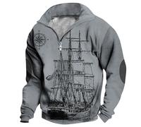 Wmmner Sue con Estampado de Moda para Hombrecamisetas Casual Otoño Tops Vintage 1/4 Zip Jersey Tallass Camisa de Cuello de Moda Manga Larga para Hombres/Gris/4Xl
