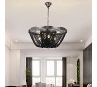 Wmmner Tassel Chandelier,Romantic Lamp Nordic Home Decorative Lights,Round Aluminum Lighting Creative Fixture For Kitchen Island Bedroom Living Room,Chrome, (Chrome 40 * 23Cm)/Negro/60 * 28 cm