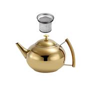 Wmmner Tea Pot Stainless Steel Teapot With Removable Infuser Coffee Pot Kettle Stovetop Whistling Teakettle Water Kettle For Stovetop Induction Golden 1L Tea Kettle Stovetop (Color : Golden, Size : 21