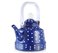 Wmmner Tetera de Esmalte de Lunares, Tetera para la Parte Superior de la Estufa, Tetera Esmaltada de Porcelana, Hervidor de Agua Caliente con Silbido, 1.1L, Azululz 000686 Tetera Silbato Tetera Hervid